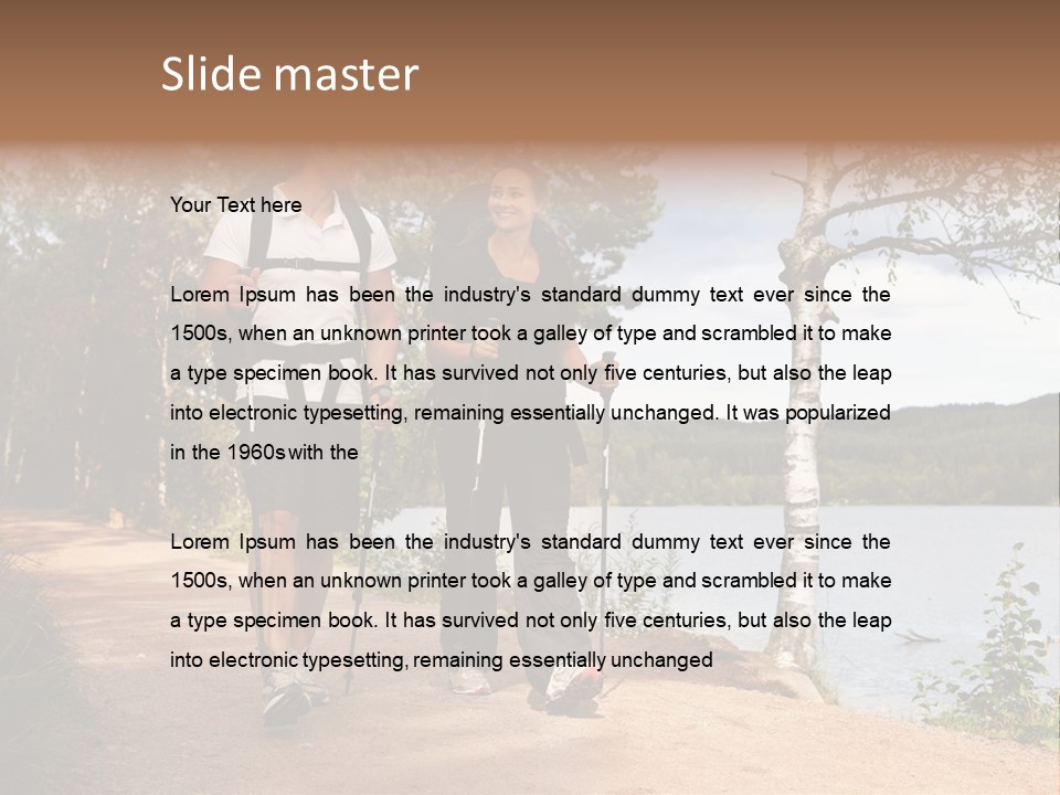 A Couple Walking On Trail With Backpacks PowerPoint Template