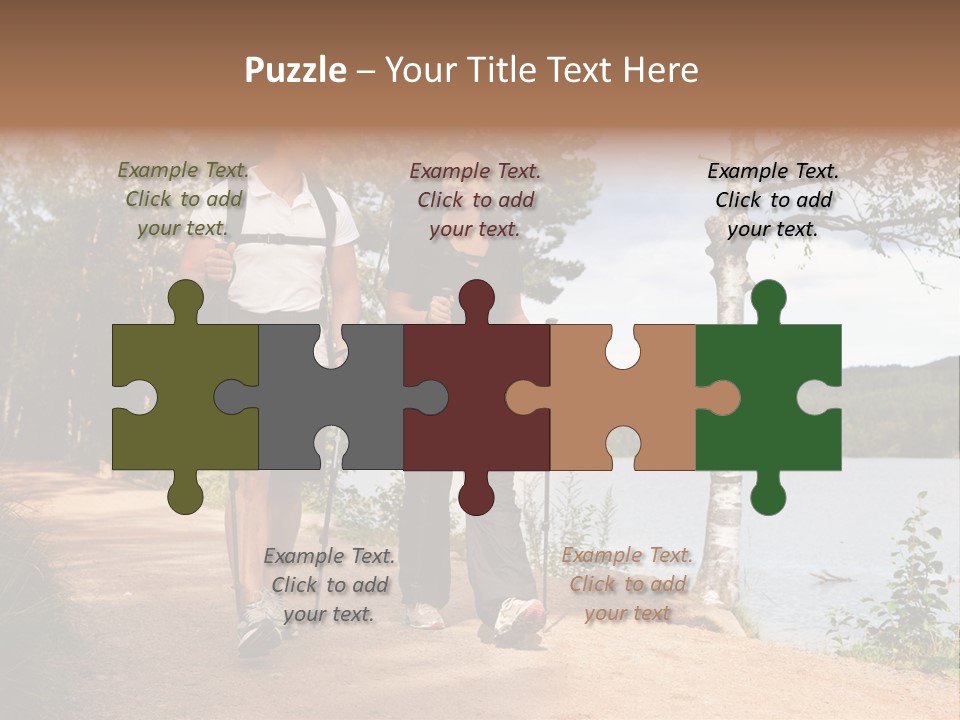 A Couple Walking On Trail With Backpacks PowerPoint Template