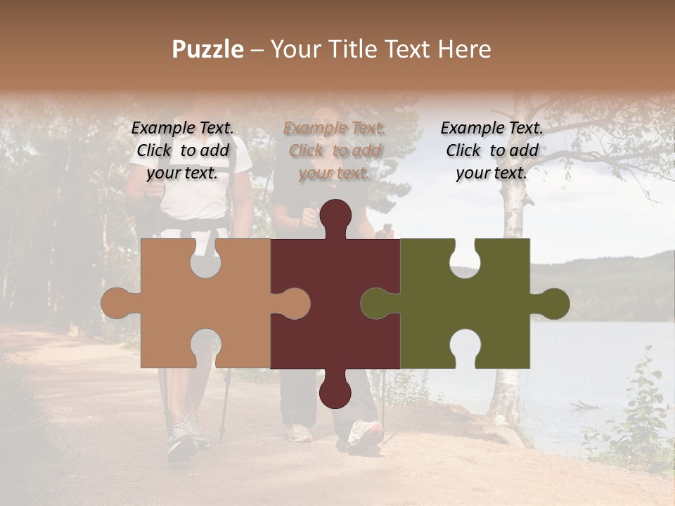 A Couple Walking On Trail With Backpacks PowerPoint Template