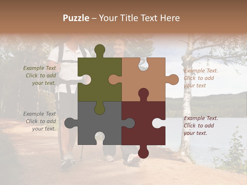 A Couple Walking On Trail With Backpacks PowerPoint Template