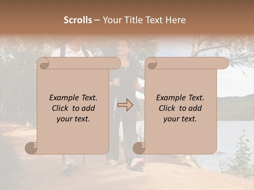 A Couple Walking On Trail With Backpacks PowerPoint Template