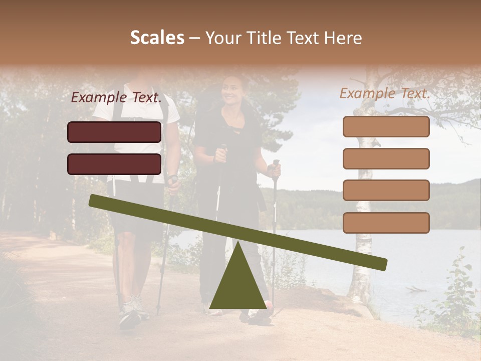 A Couple Walking On Trail With Backpacks PowerPoint Template