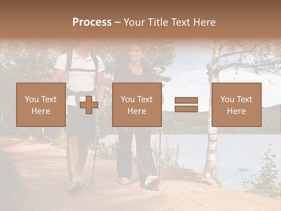 A Couple Walking On Trail With Backpacks PowerPoint Template