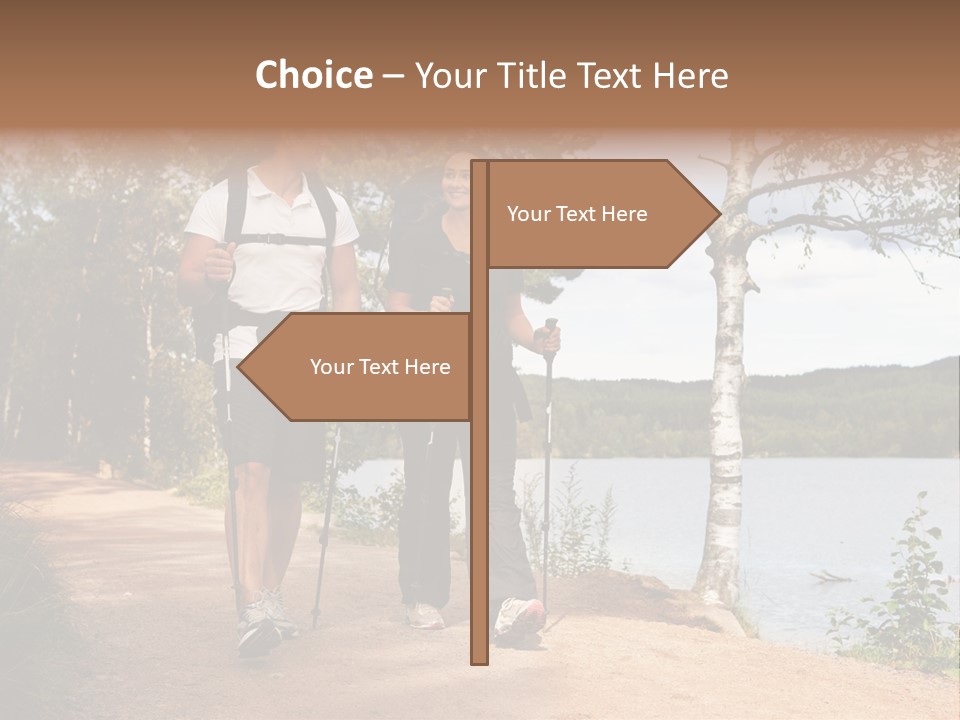 A Couple Walking On Trail With Backpacks PowerPoint Template