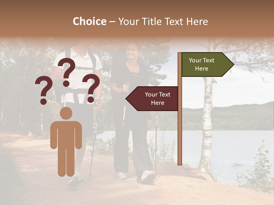 A Couple Walking On Trail With Backpacks PowerPoint Template