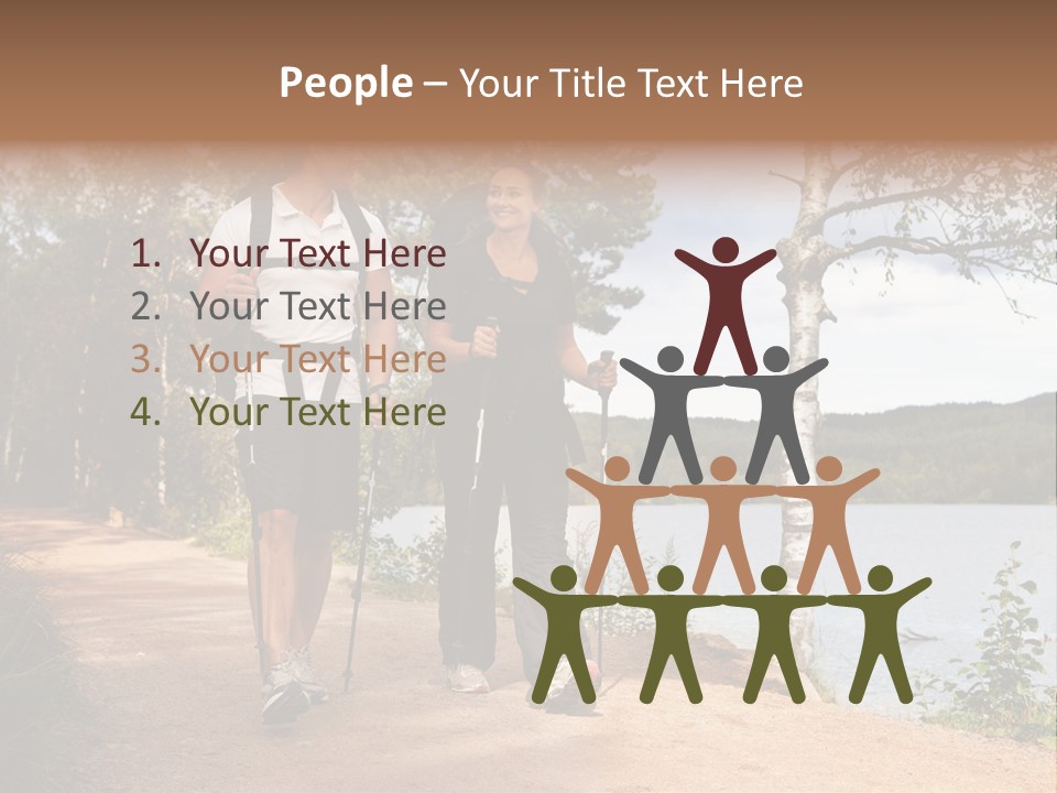 A Couple Walking On Trail With Backpacks PowerPoint Template