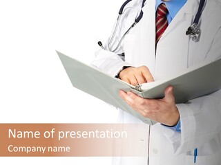 Smiling Medical Doctor With Stethoscope. Isolated Over White Background PowerPoint Template