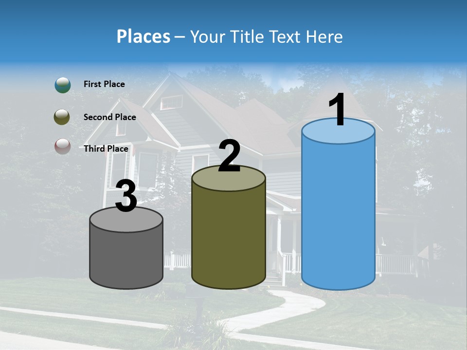 New Two Story Victorian Residential Home With Vinyl Or Board Siding On The Facade Styled After An Old-Fashioned Historical House With Bay Windows, Gingerbread And A Turret. PowerPoint Template