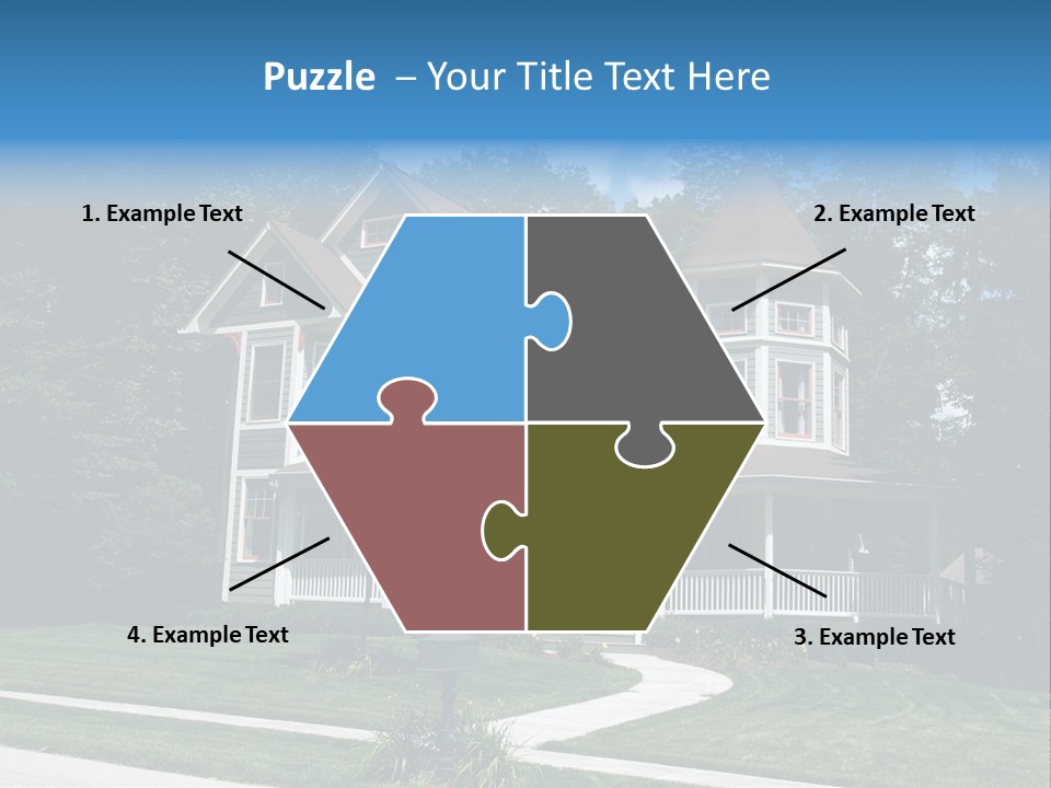New Two Story Victorian Residential Home With Vinyl Or Board Siding On The Facade Styled After An Old-Fashioned Historical House With Bay Windows, Gingerbread And A Turret. PowerPoint Template