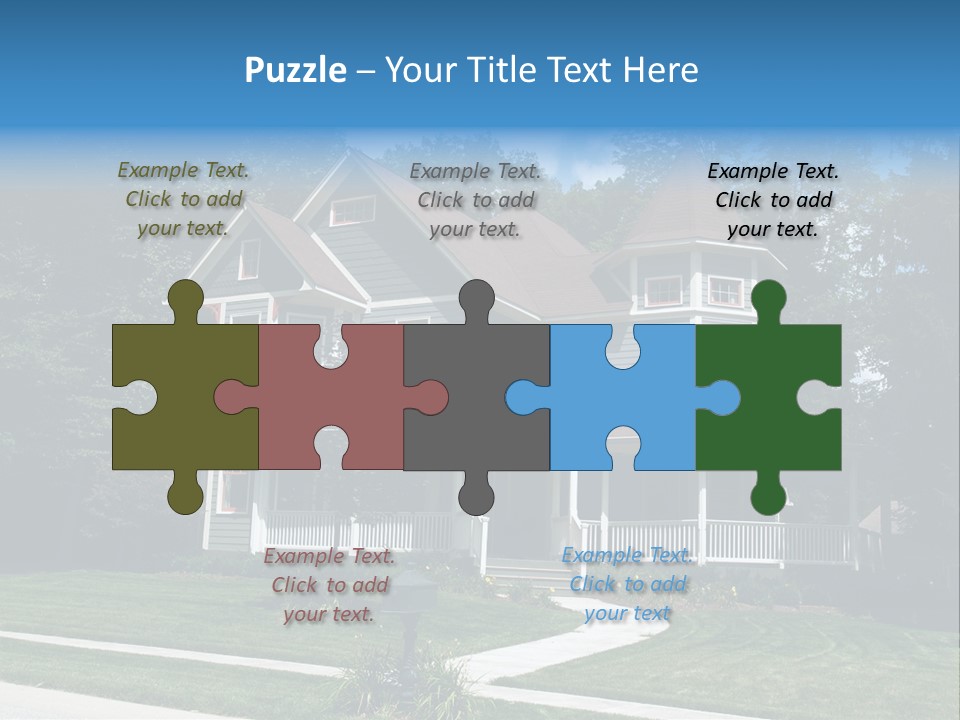 New Two Story Victorian Residential Home With Vinyl Or Board Siding On The Facade Styled After An Old-Fashioned Historical House With Bay Windows, Gingerbread And A Turret. PowerPoint Template