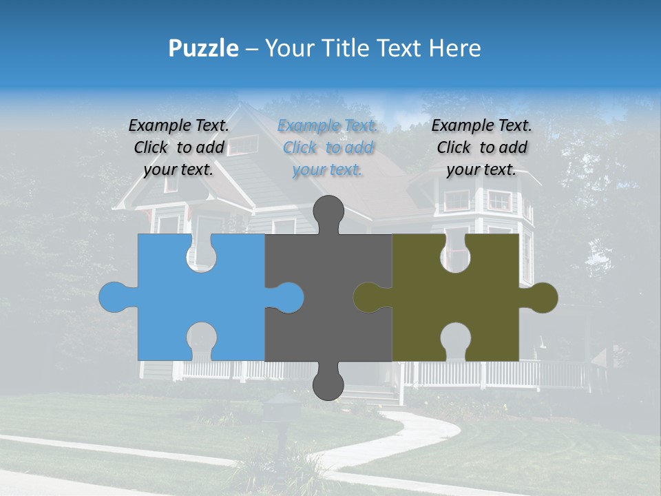 New Two Story Victorian Residential Home With Vinyl Or Board Siding On The Facade Styled After An Old-Fashioned Historical House With Bay Windows, Gingerbread And A Turret. PowerPoint Template
