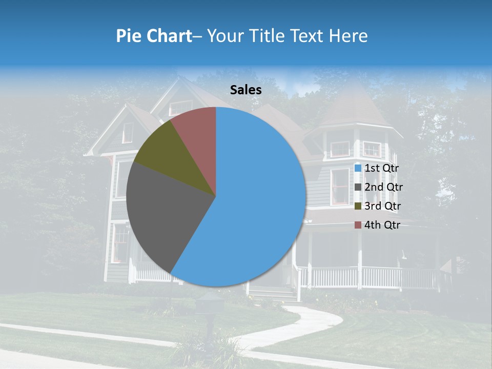 New Two Story Victorian Residential Home With Vinyl Or Board Siding On The Facade Styled After An Old-Fashioned Historical House With Bay Windows, Gingerbread And A Turret. PowerPoint Template