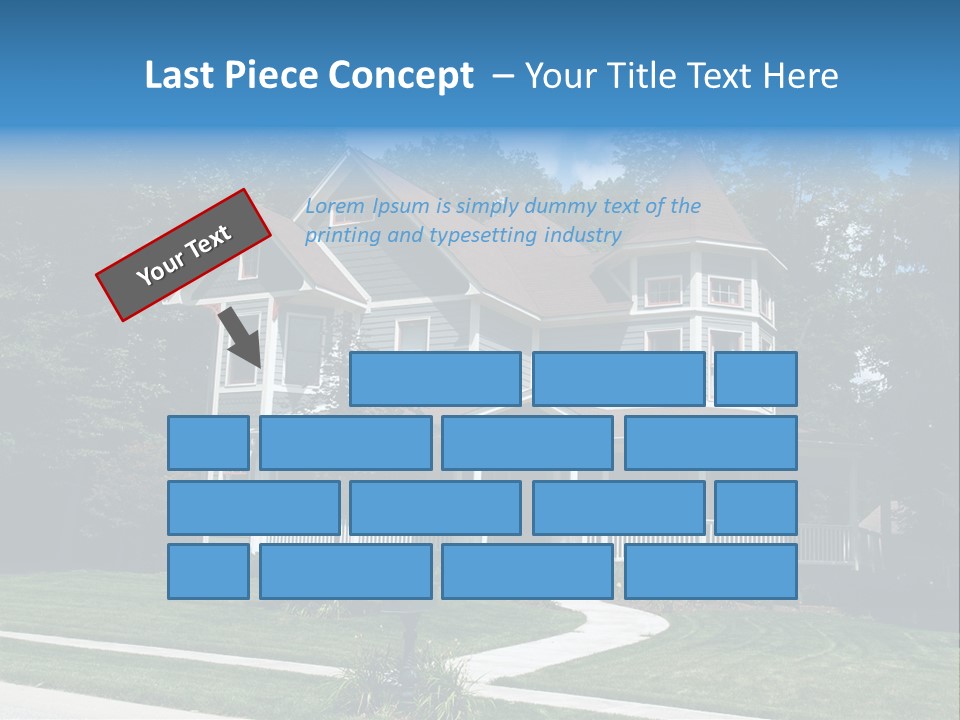 New Two Story Victorian Residential Home With Vinyl Or Board Siding On The Facade Styled After An Old-Fashioned Historical House With Bay Windows, Gingerbread And A Turret. PowerPoint Template