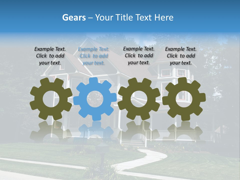 New Two Story Victorian Residential Home With Vinyl Or Board Siding On The Facade Styled After An Old-Fashioned Historical House With Bay Windows, Gingerbread And A Turret. PowerPoint Template