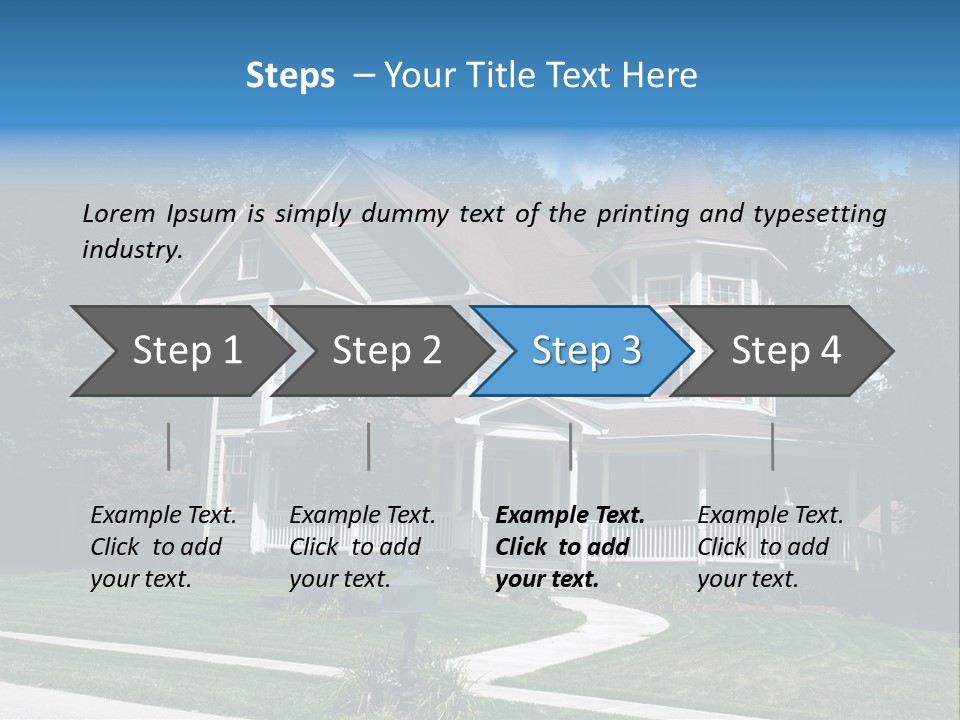 New Two Story Victorian Residential Home With Vinyl Or Board Siding On The Facade Styled After An Old-Fashioned Historical House With Bay Windows, Gingerbread And A Turret. PowerPoint Template
