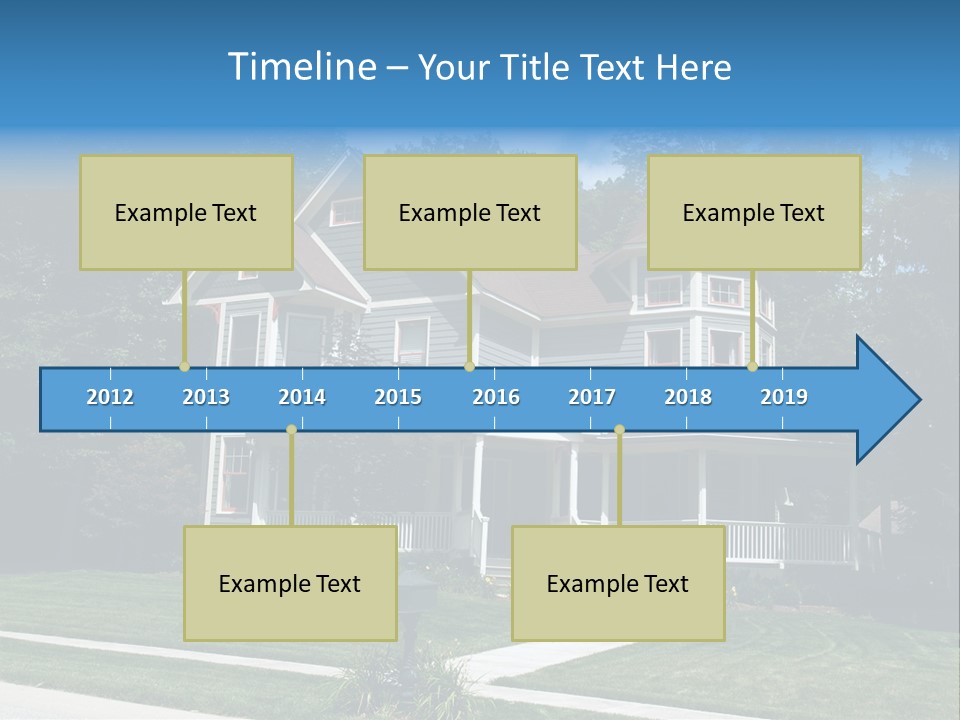 New Two Story Victorian Residential Home With Vinyl Or Board Siding On The Facade Styled After An Old-Fashioned Historical House With Bay Windows, Gingerbread And A Turret. PowerPoint Template
