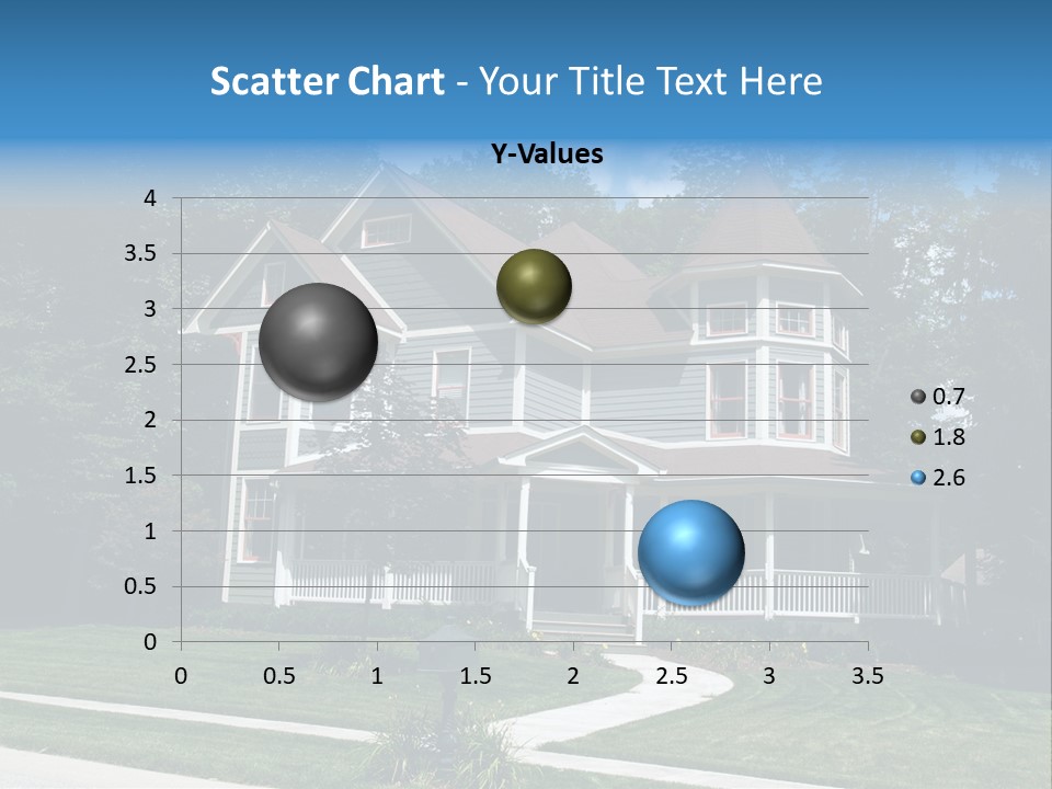 New Two Story Victorian Residential Home With Vinyl Or Board Siding On The Facade Styled After An Old-Fashioned Historical House With Bay Windows, Gingerbread And A Turret. PowerPoint Template