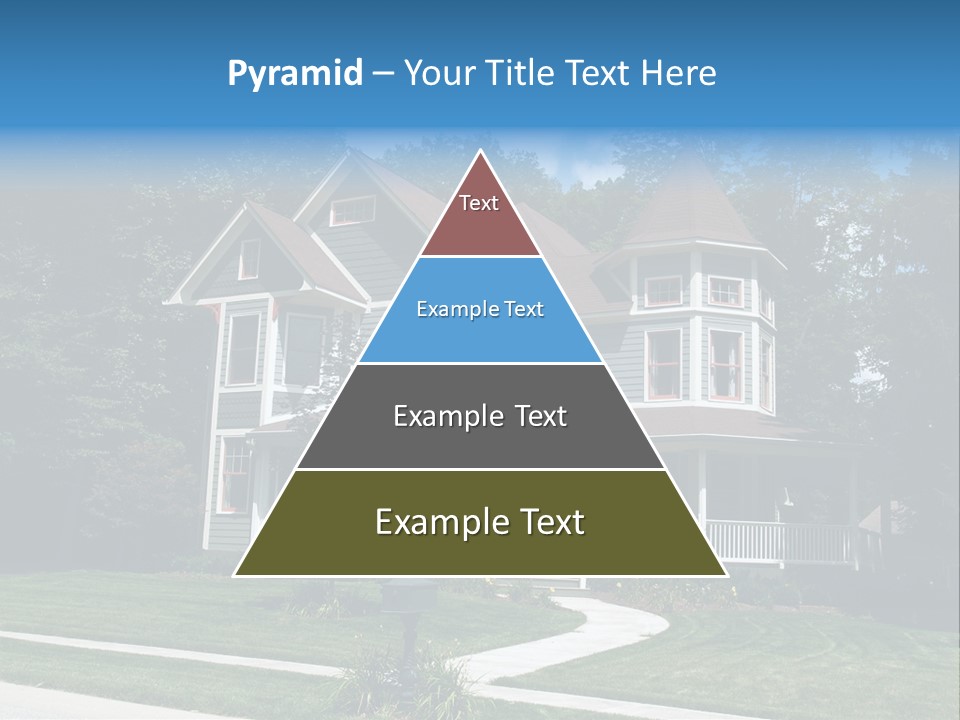 New Two Story Victorian Residential Home With Vinyl Or Board Siding On The Facade Styled After An Old-Fashioned Historical House With Bay Windows, Gingerbread And A Turret. PowerPoint Template