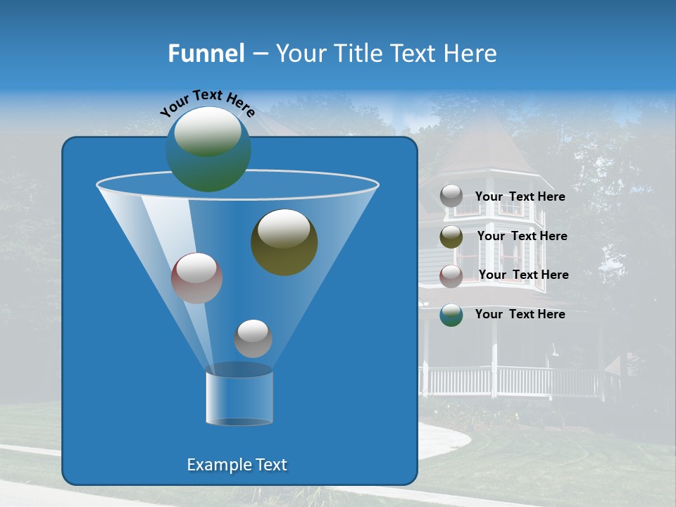 New Two Story Victorian Residential Home With Vinyl Or Board Siding On The Facade Styled After An Old-Fashioned Historical House With Bay Windows, Gingerbread And A Turret. PowerPoint Template