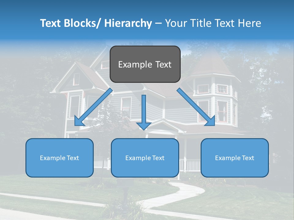 New Two Story Victorian Residential Home With Vinyl Or Board Siding On The Facade Styled After An Old-Fashioned Historical House With Bay Windows, Gingerbread And A Turret. PowerPoint Template