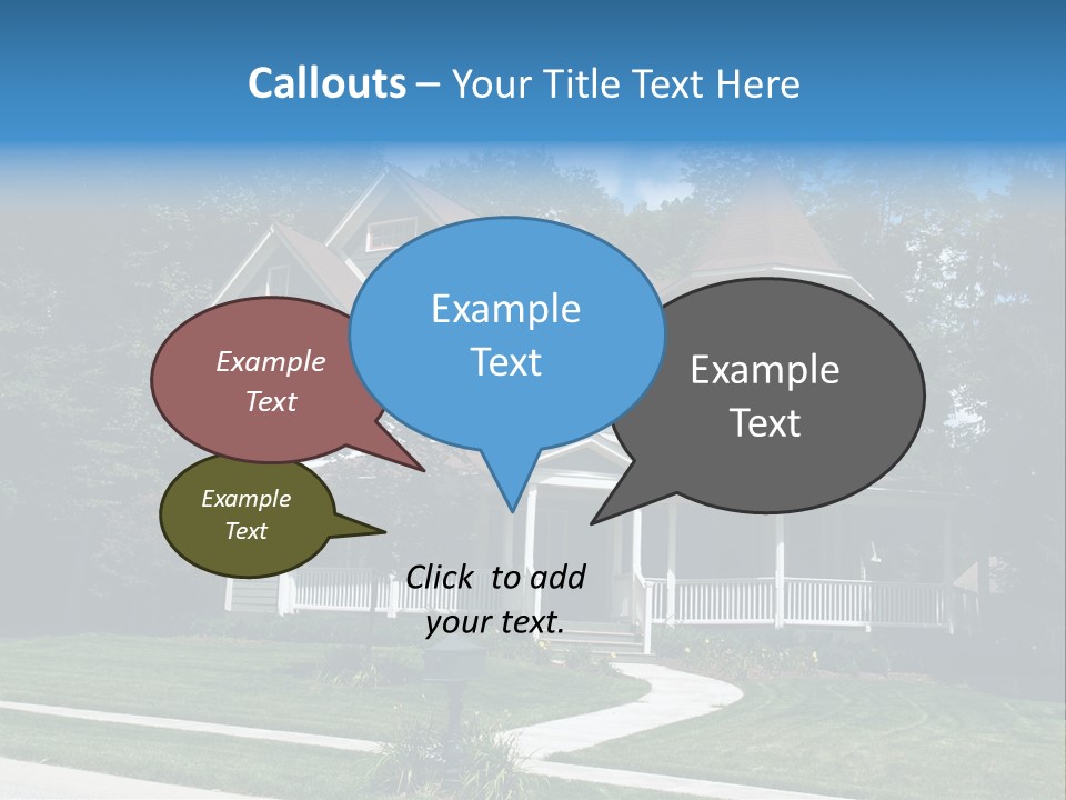 New Two Story Victorian Residential Home With Vinyl Or Board Siding On The Facade Styled After An Old-Fashioned Historical House With Bay Windows, Gingerbread And A Turret. PowerPoint Template