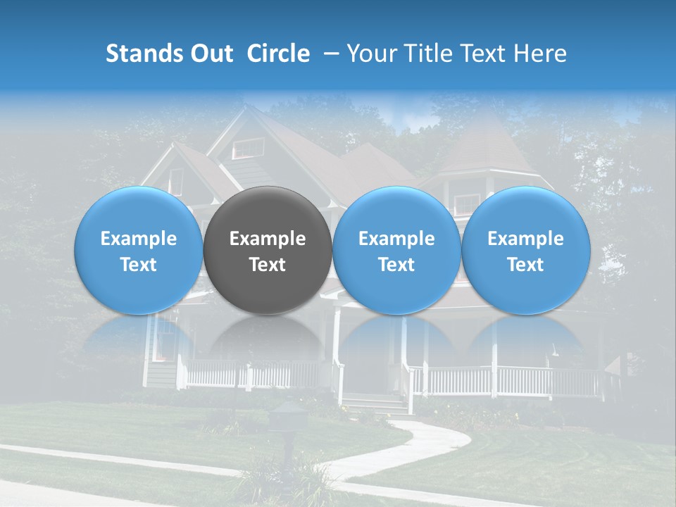 New Two Story Victorian Residential Home With Vinyl Or Board Siding On The Facade Styled After An Old-Fashioned Historical House With Bay Windows, Gingerbread And A Turret. PowerPoint Template