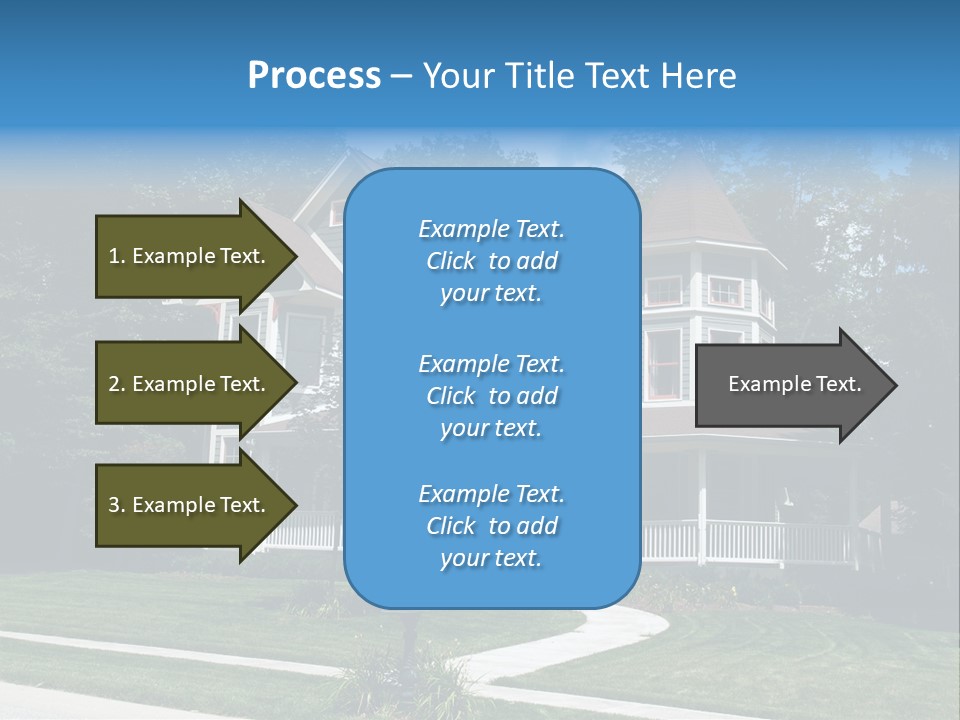 New Two Story Victorian Residential Home With Vinyl Or Board Siding On The Facade Styled After An Old-Fashioned Historical House With Bay Windows, Gingerbread And A Turret. PowerPoint Template