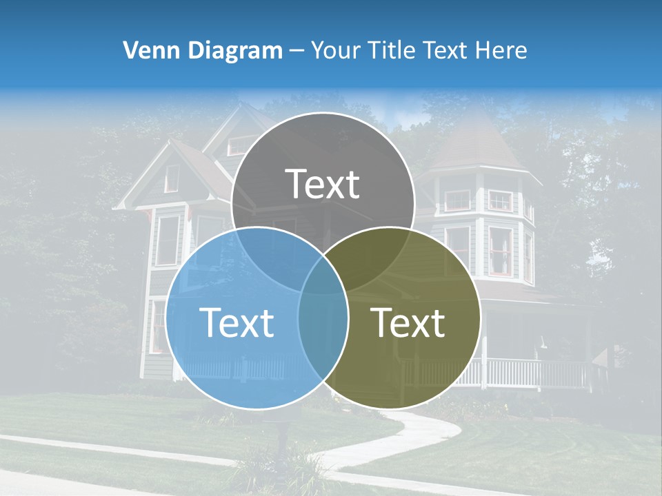 New Two Story Victorian Residential Home With Vinyl Or Board Siding On The Facade Styled After An Old-Fashioned Historical House With Bay Windows, Gingerbread And A Turret. PowerPoint Template