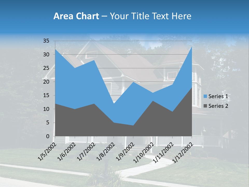 New Two Story Victorian Residential Home With Vinyl Or Board Siding On The Facade Styled After An Old-Fashioned Historical House With Bay Windows, Gingerbread And A Turret. PowerPoint Template