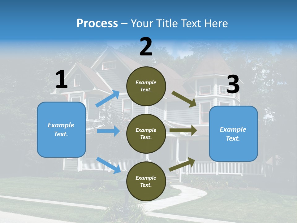 New Two Story Victorian Residential Home With Vinyl Or Board Siding On The Facade Styled After An Old-Fashioned Historical House With Bay Windows, Gingerbread And A Turret. PowerPoint Template