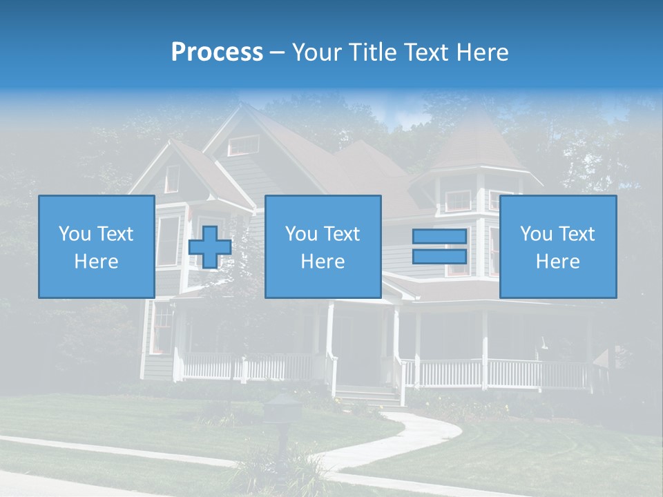New Two Story Victorian Residential Home With Vinyl Or Board Siding On The Facade Styled After An Old-Fashioned Historical House With Bay Windows, Gingerbread And A Turret. PowerPoint Template
