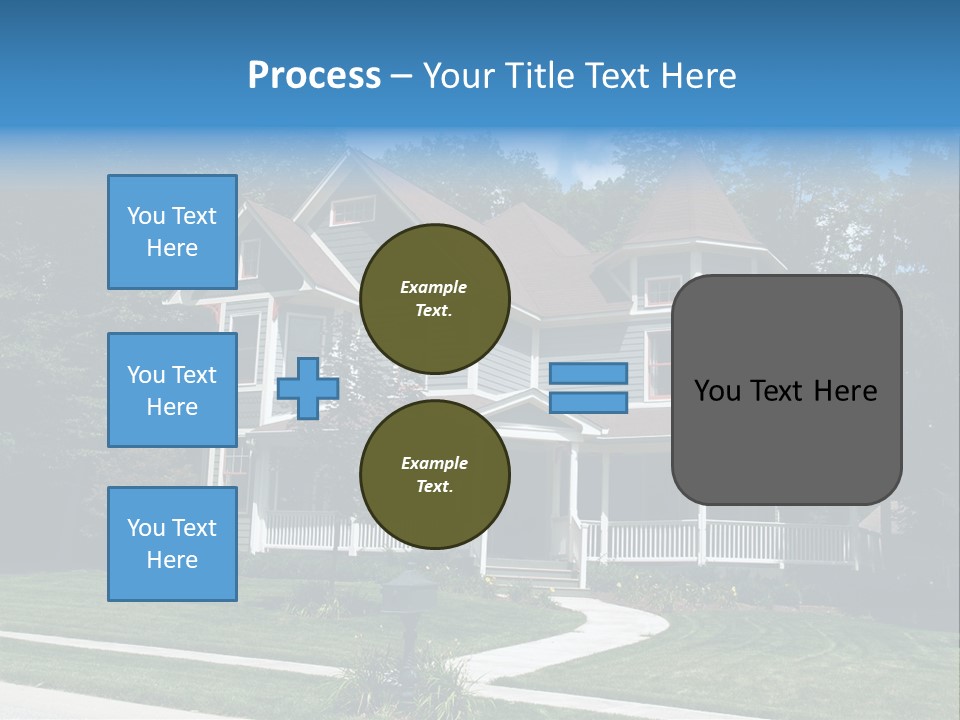 New Two Story Victorian Residential Home With Vinyl Or Board Siding On The Facade Styled After An Old-Fashioned Historical House With Bay Windows, Gingerbread And A Turret. PowerPoint Template