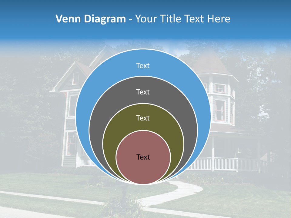 New Two Story Victorian Residential Home With Vinyl Or Board Siding On The Facade Styled After An Old-Fashioned Historical House With Bay Windows, Gingerbread And A Turret. PowerPoint Template