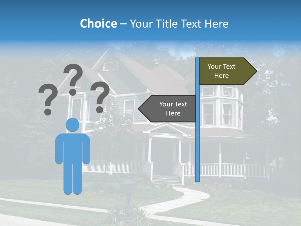 New Two Story Victorian Residential Home With Vinyl Or Board Siding On The Facade Styled After An Old-Fashioned Historical House With Bay Windows, Gingerbread And A Turret. PowerPoint Template