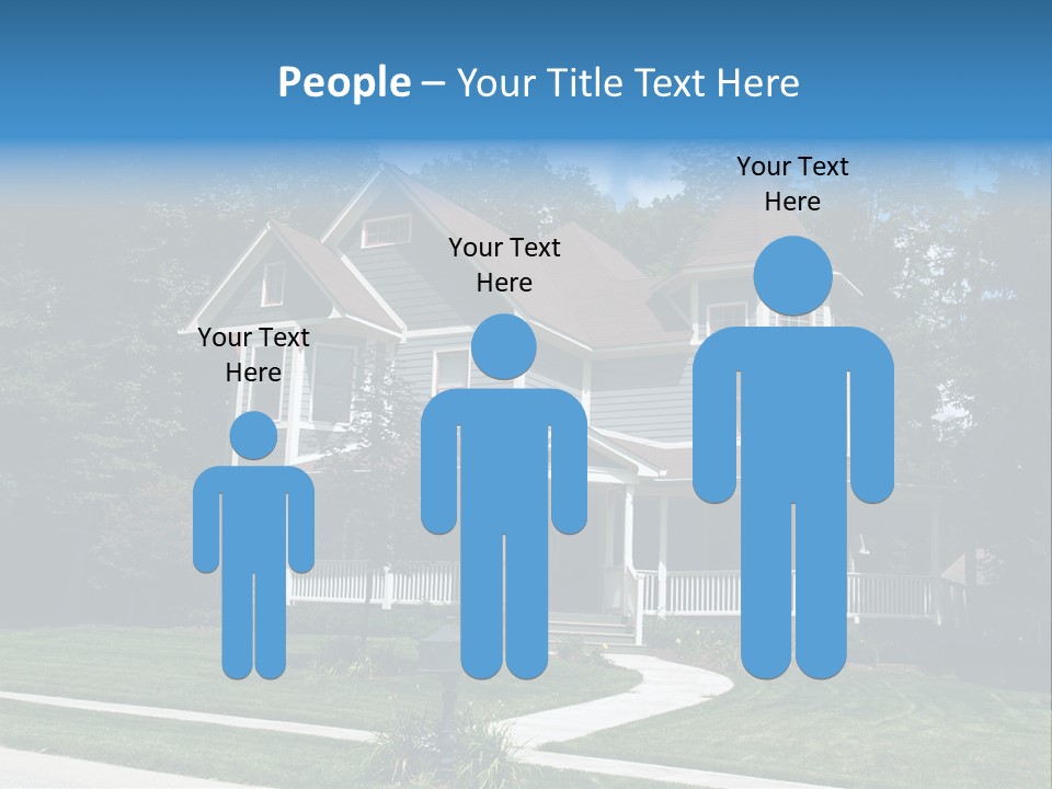 New Two Story Victorian Residential Home With Vinyl Or Board Siding On The Facade Styled After An Old-Fashioned Historical House With Bay Windows, Gingerbread And A Turret. PowerPoint Template