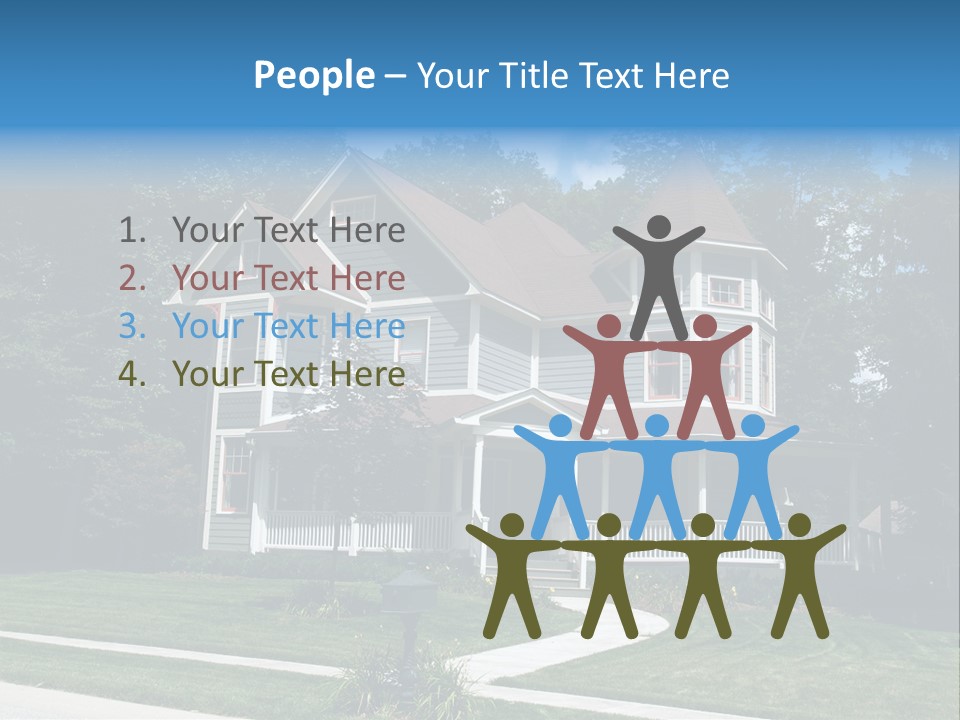 New Two Story Victorian Residential Home With Vinyl Or Board Siding On The Facade Styled After An Old-Fashioned Historical House With Bay Windows, Gingerbread And A Turret. PowerPoint Template