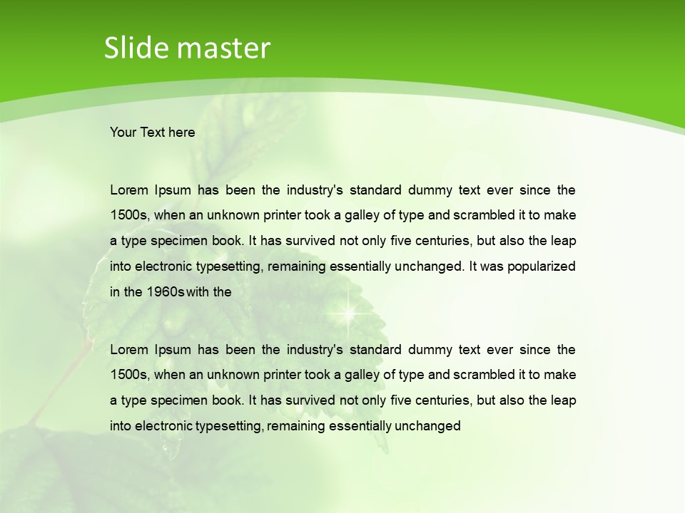 Beautiful Fresh Leaves With Water Drops PowerPoint Template