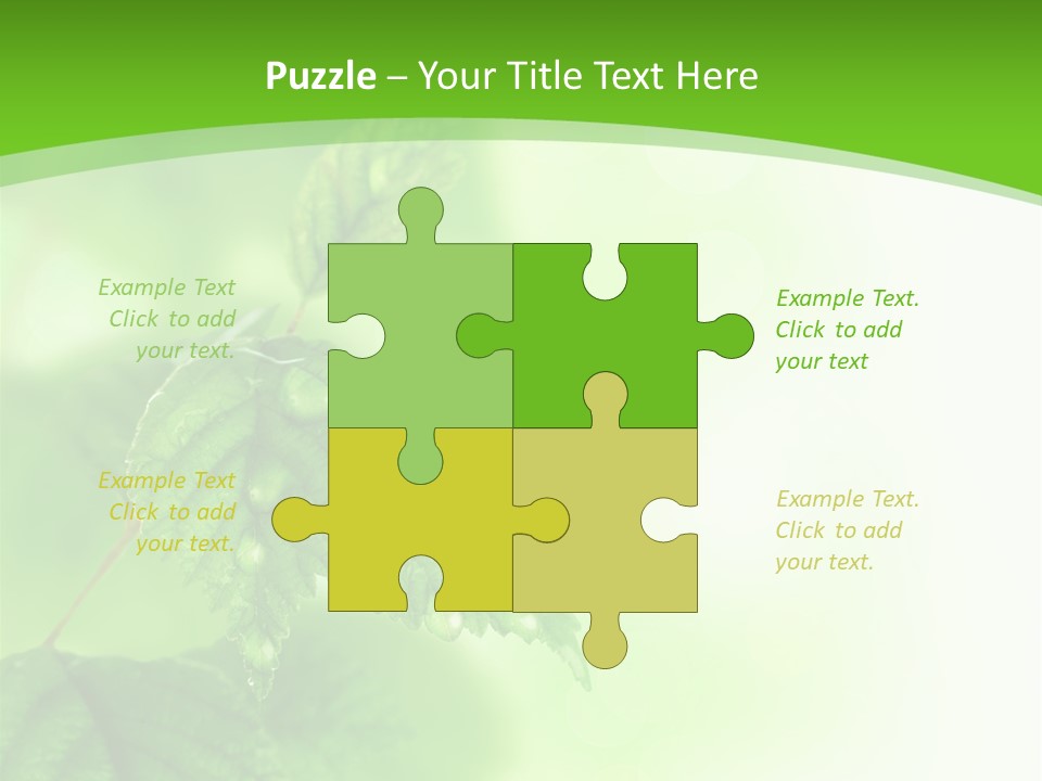 Beautiful Fresh Leaves With Water Drops PowerPoint Template