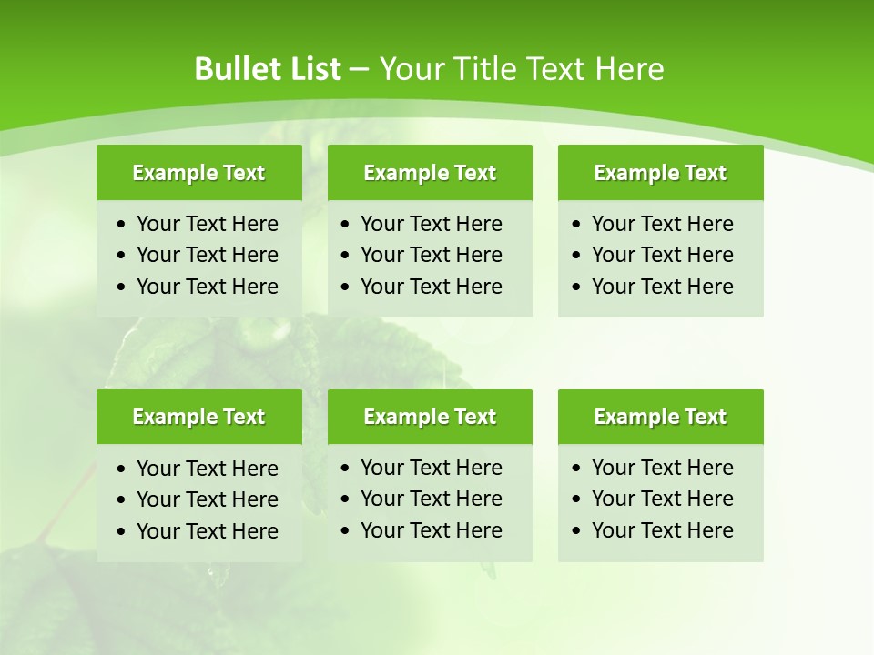 Beautiful Fresh Leaves With Water Drops PowerPoint Template