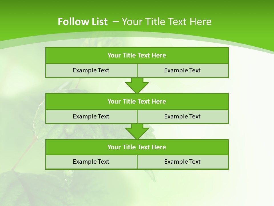 Beautiful Fresh Leaves With Water Drops PowerPoint Template