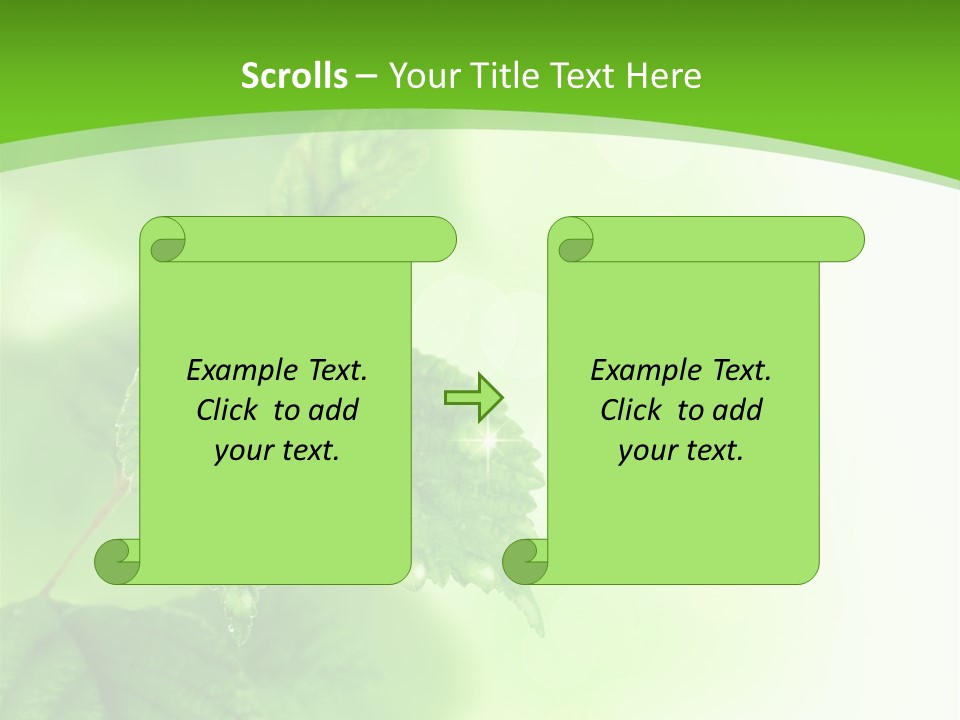 Beautiful Fresh Leaves With Water Drops PowerPoint Template