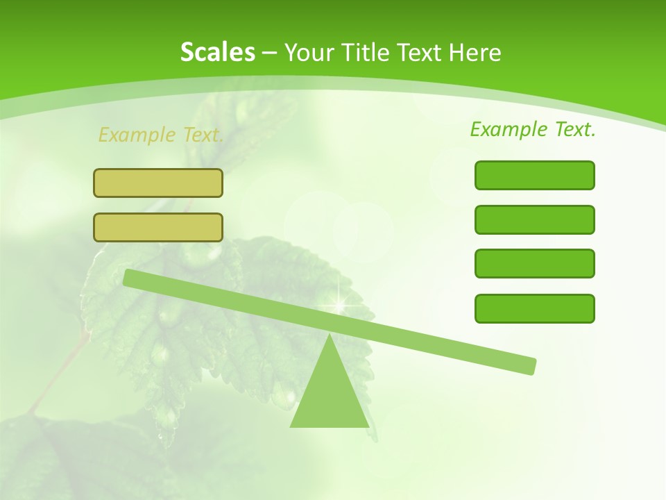 Beautiful Fresh Leaves With Water Drops PowerPoint Template