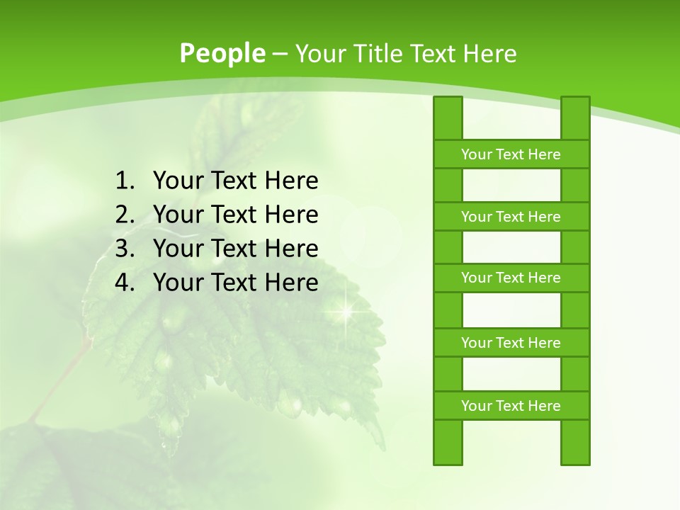 Beautiful Fresh Leaves With Water Drops PowerPoint Template