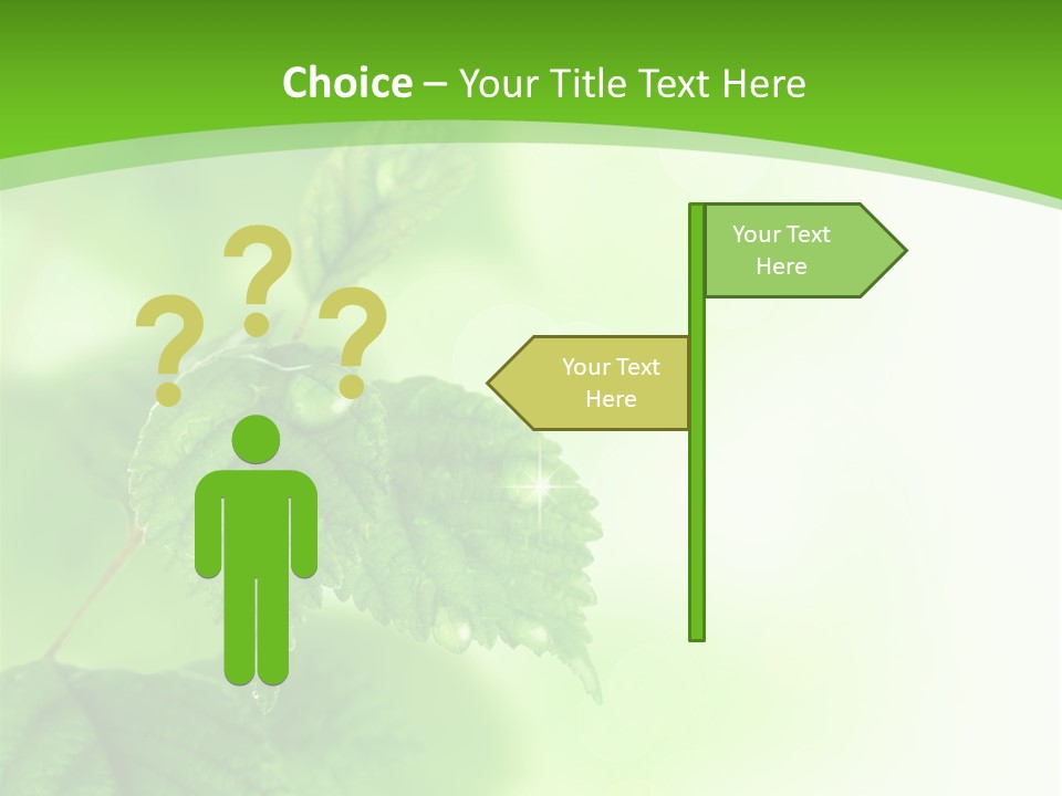 Beautiful Fresh Leaves With Water Drops PowerPoint Template