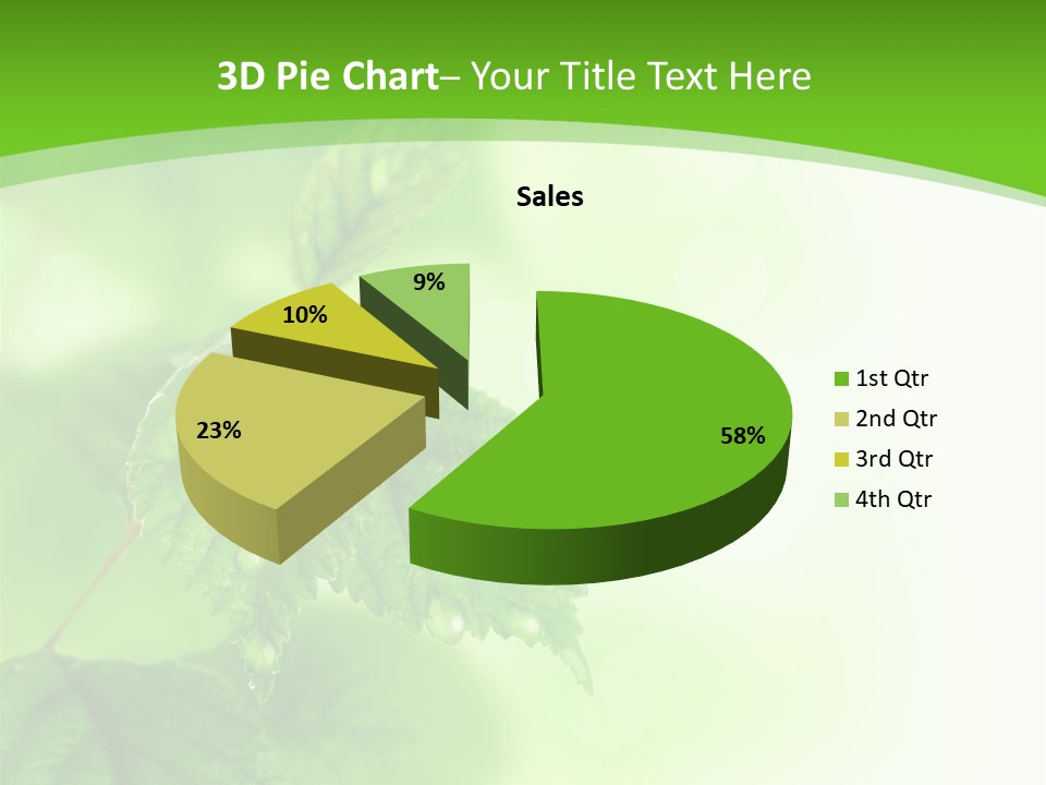 Beautiful Fresh Leaves With Water Drops PowerPoint Template