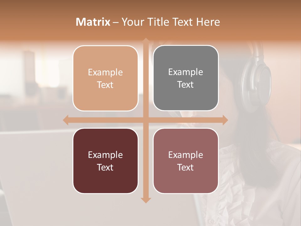 Girl Is Using Computer With Headphones PowerPoint Template