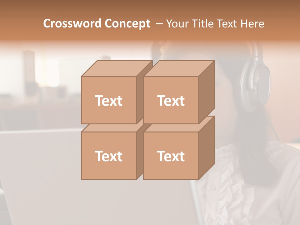 Girl Is Using Computer With Headphones PowerPoint Template