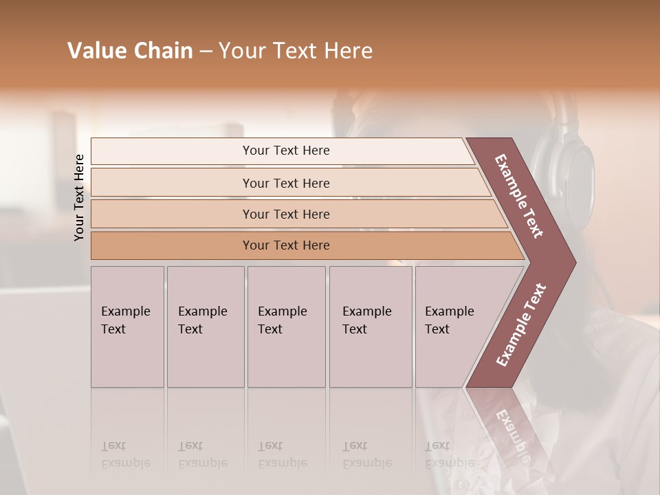 Girl Is Using Computer With Headphones PowerPoint Template