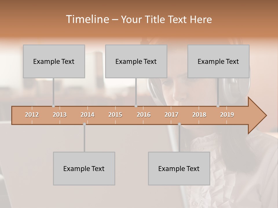 Girl Is Using Computer With Headphones PowerPoint Template