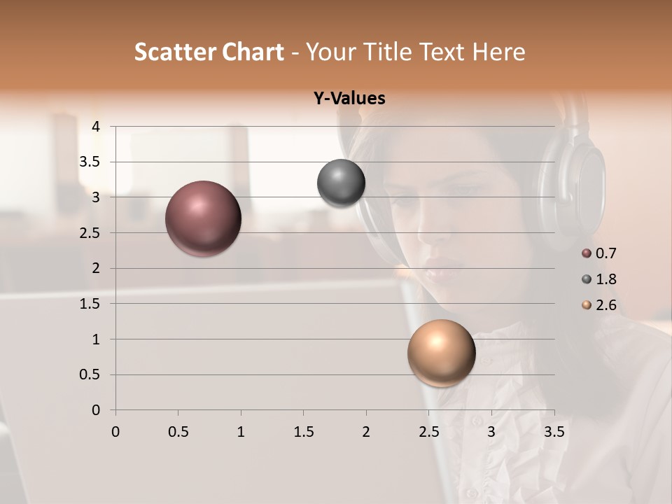 Girl Is Using Computer With Headphones PowerPoint Template